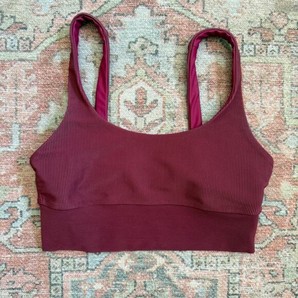 Beach Riot X REVOLVE Leah Ribbed Merlot Maroon Sports Bra Active Tiop - xs
